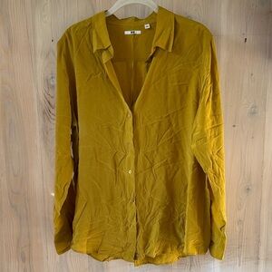 Uniqlo Silk Button Down Blouse Size L